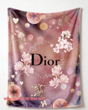 Dior Pink Floral Flannel Sofa Throw Blanket D077